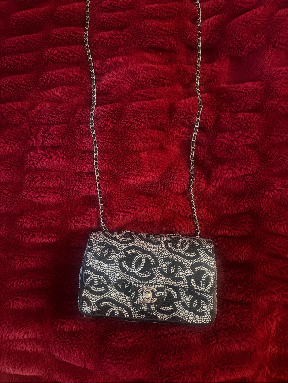 Black and Silver Chain Blinged out Shoulder Bag